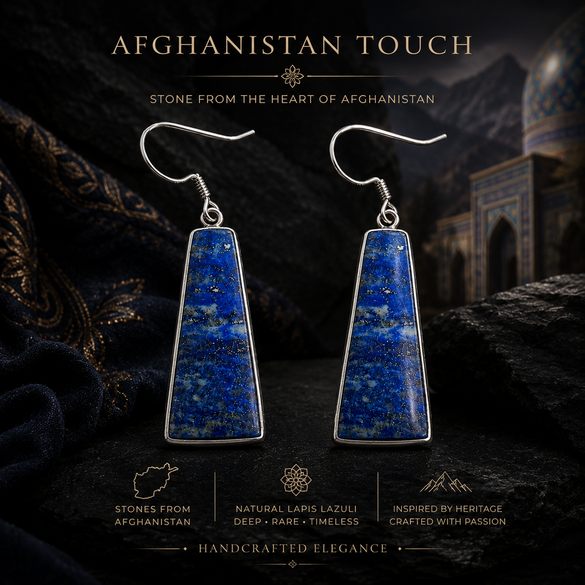 Lapis Lazuli Earrings in 92.5 Silver