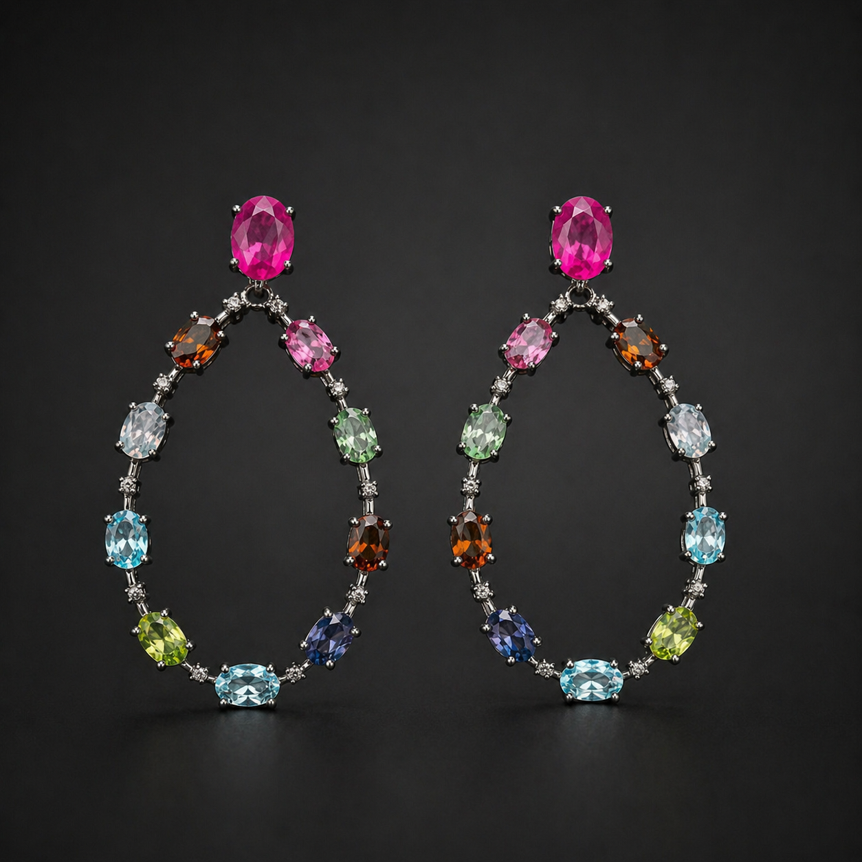 Viktorianische Eleganz: Ohrringe mit Rubin, Diamanten und Saphiren