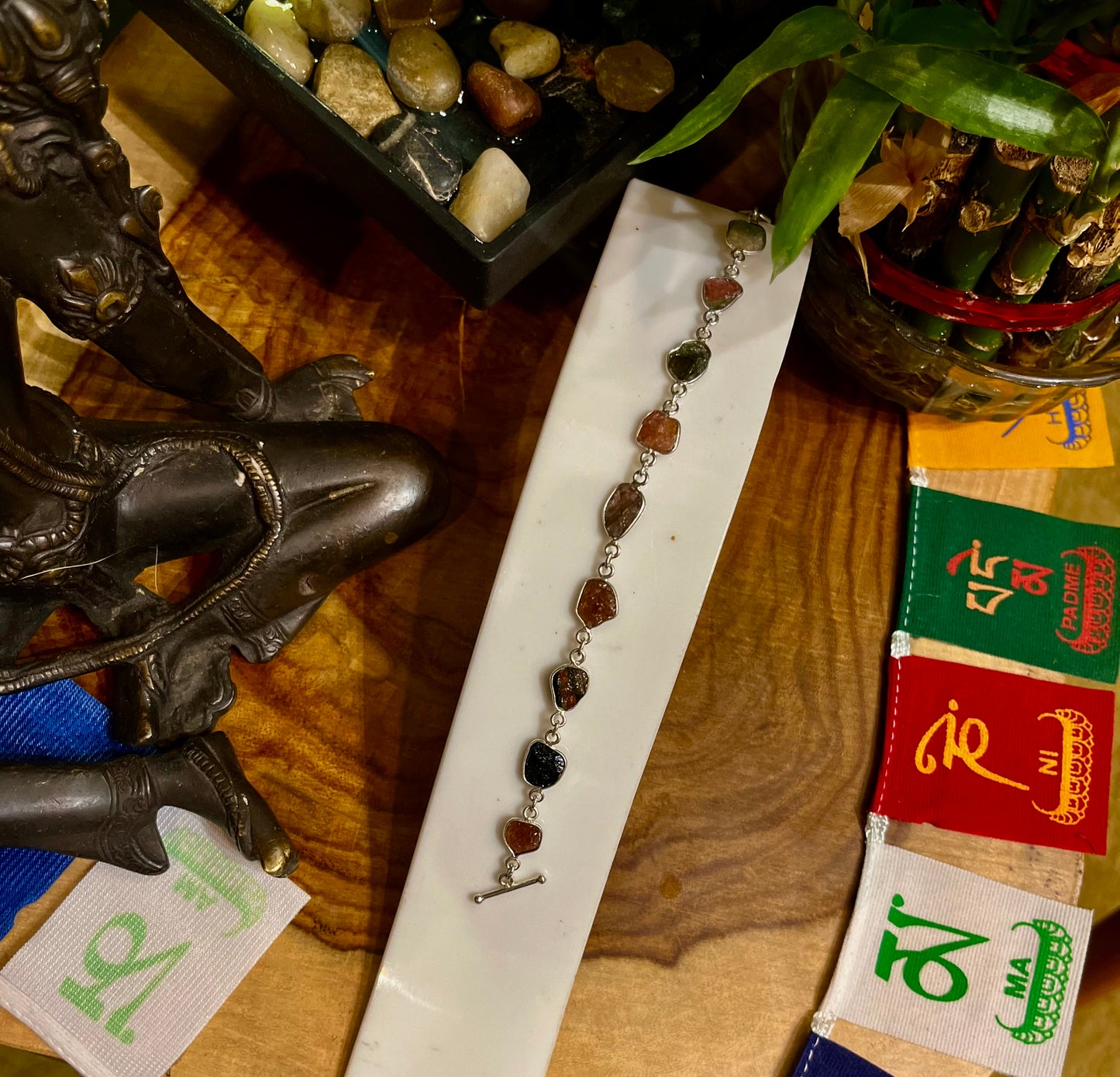 „Strahlende Wassermelonen-Turmalin-Armbänder aus Sterlingsilber“