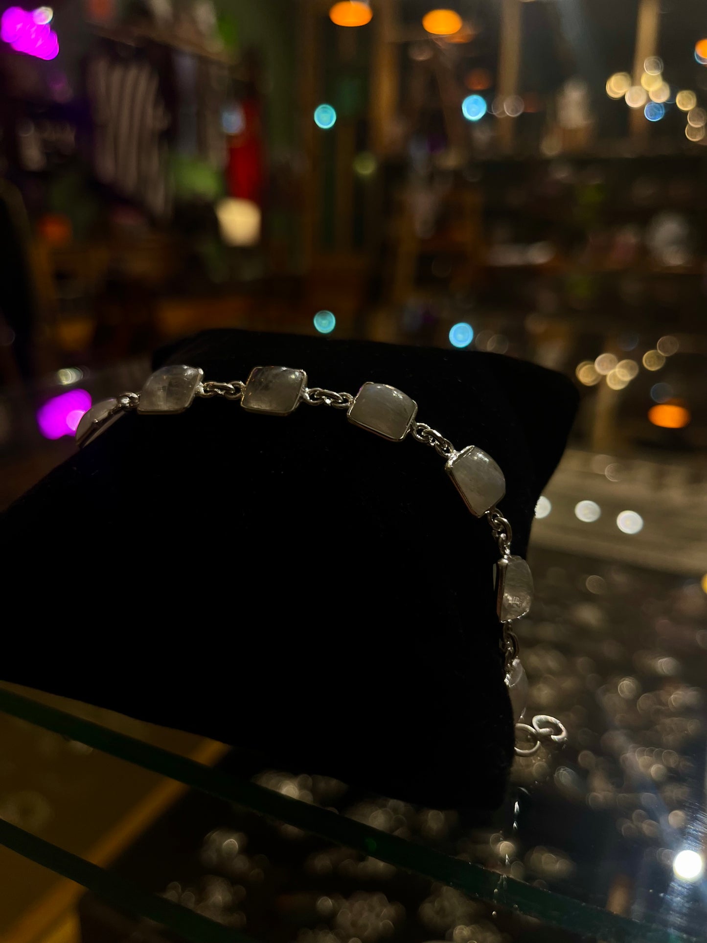 Elegantes 92,5 Silber Mondstein Armband mit quadratischen Mondsteinen
