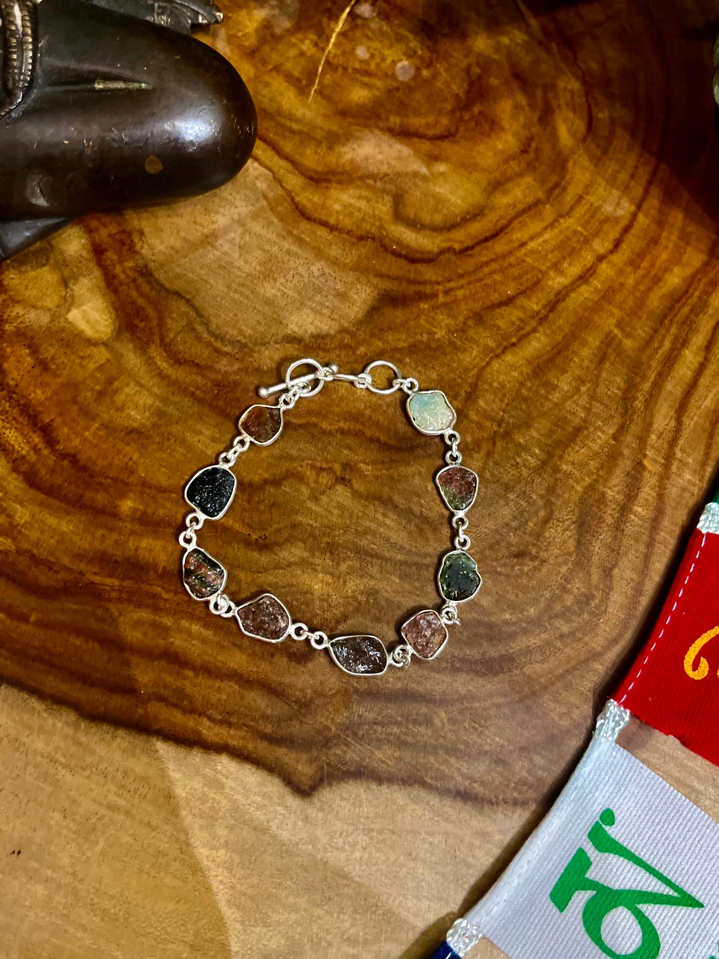 „Strahlende Wassermelonen-Turmalin-Armbänder aus Sterlingsilber“