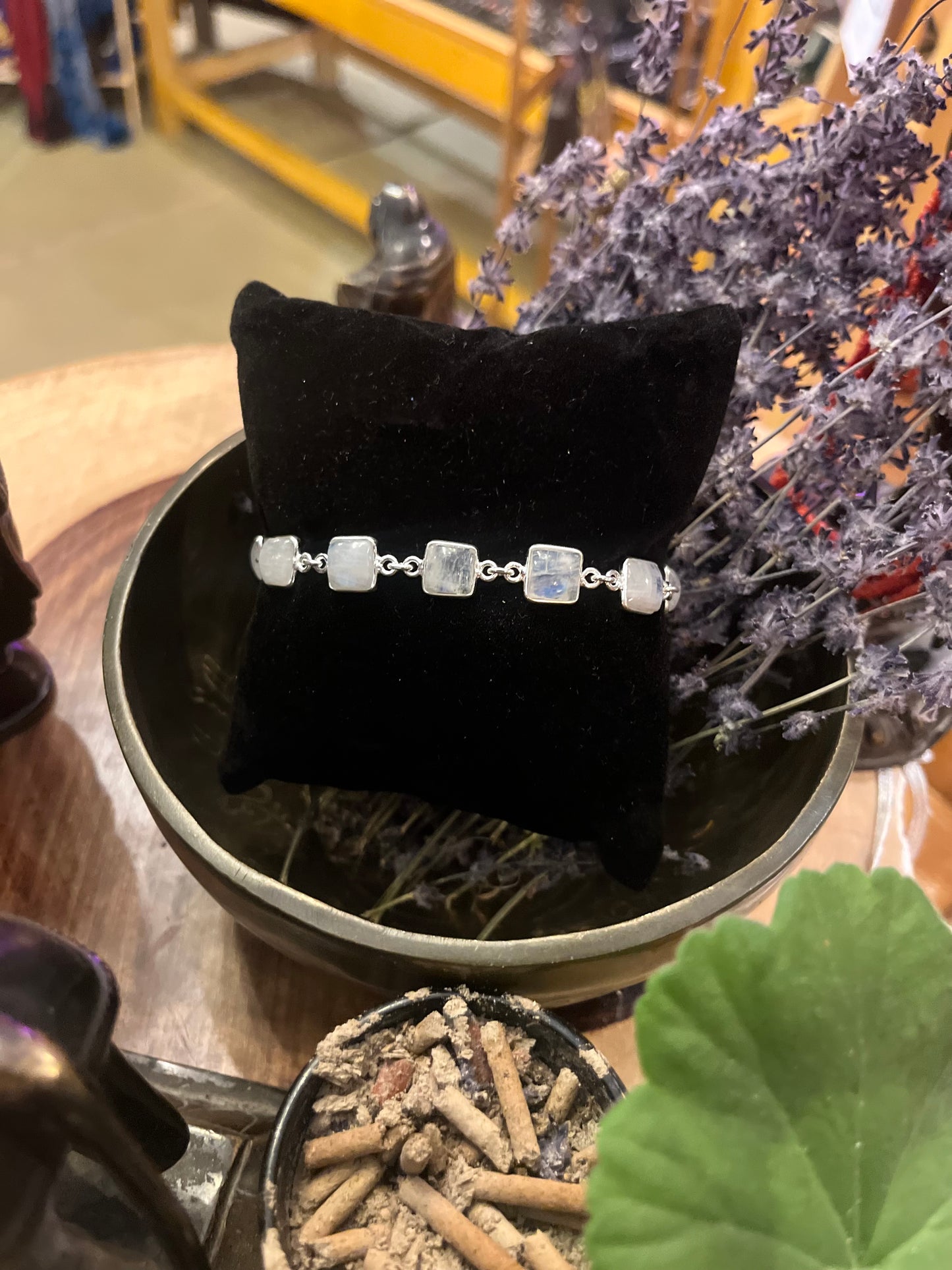 Elegantes 92,5 Silber Mondstein Armband mit quadratischen Mondsteinen