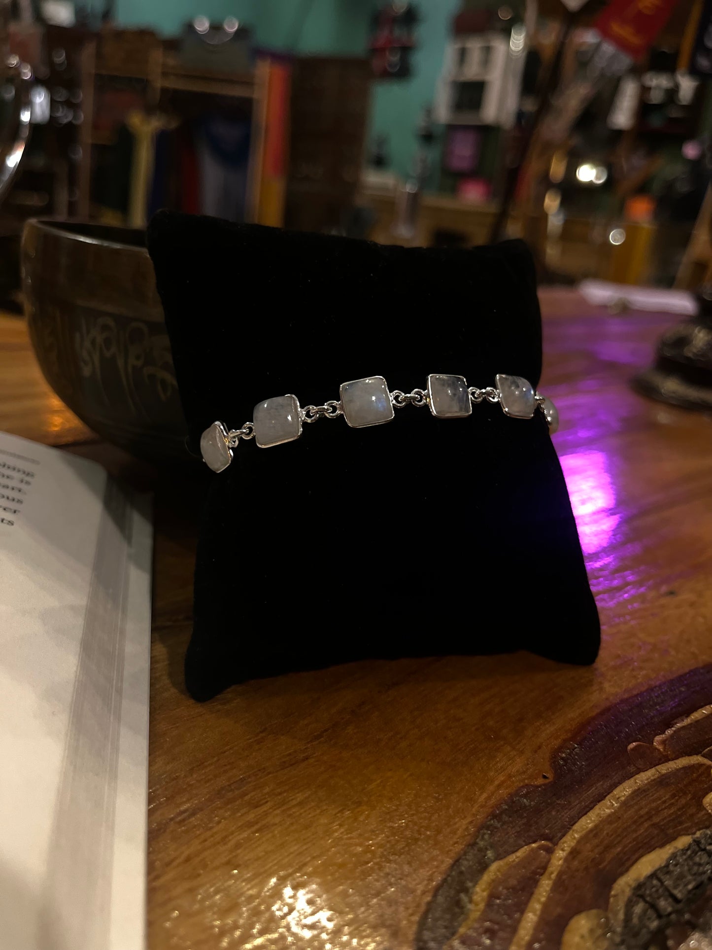 Elegantes 92,5 Silber Mondstein Armband mit quadratischen Mondsteinen