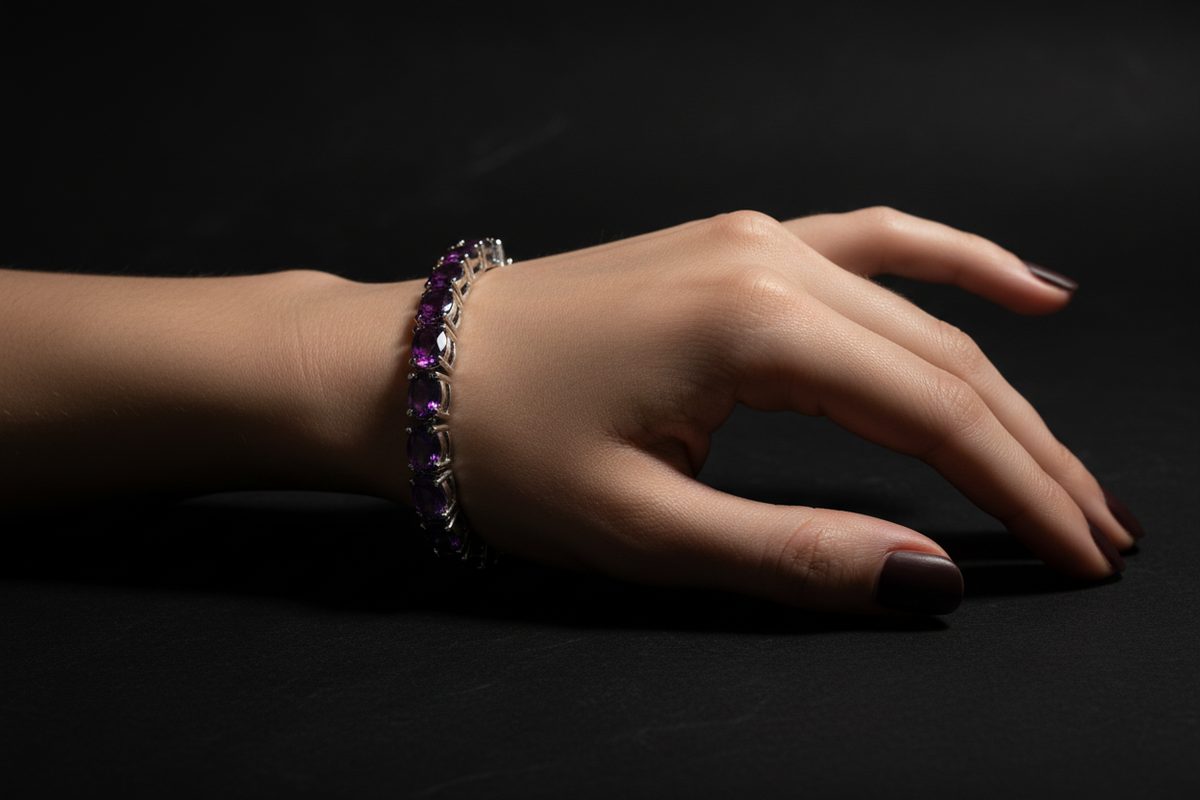 Amethyst Bracelet on Wrist