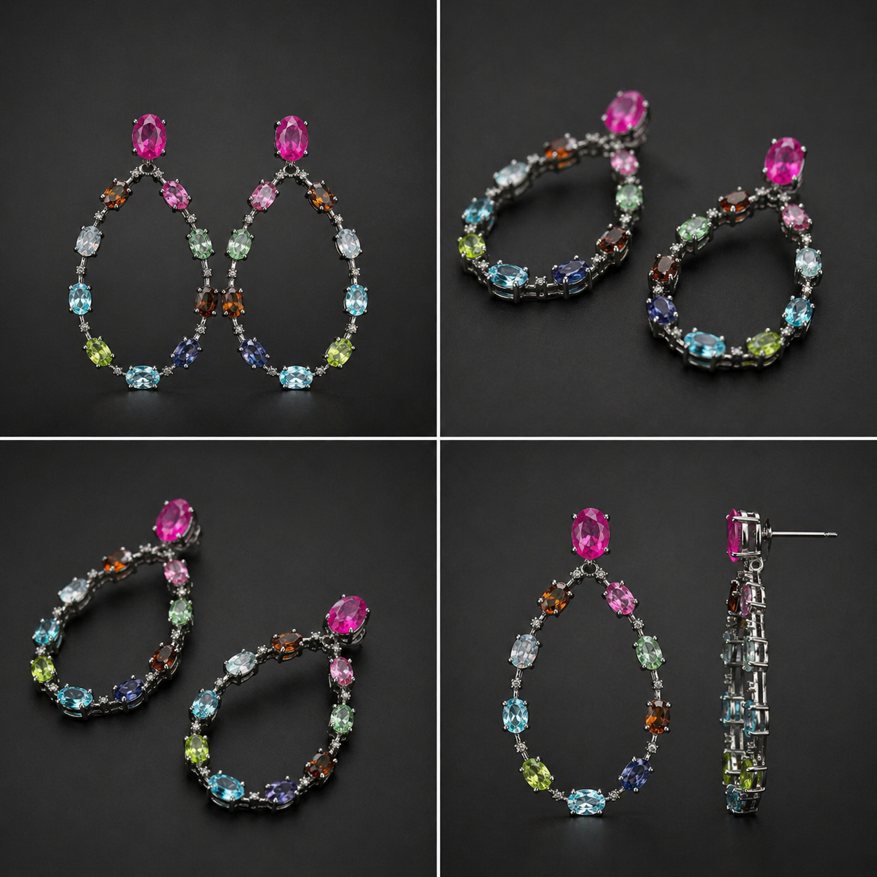 Viktorianische Eleganz: Ohrringe mit Rubin, Diamanten und Saphiren