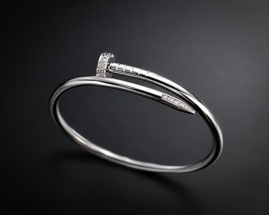 Silver Nail Bangle with Himalayan Crystal Studs