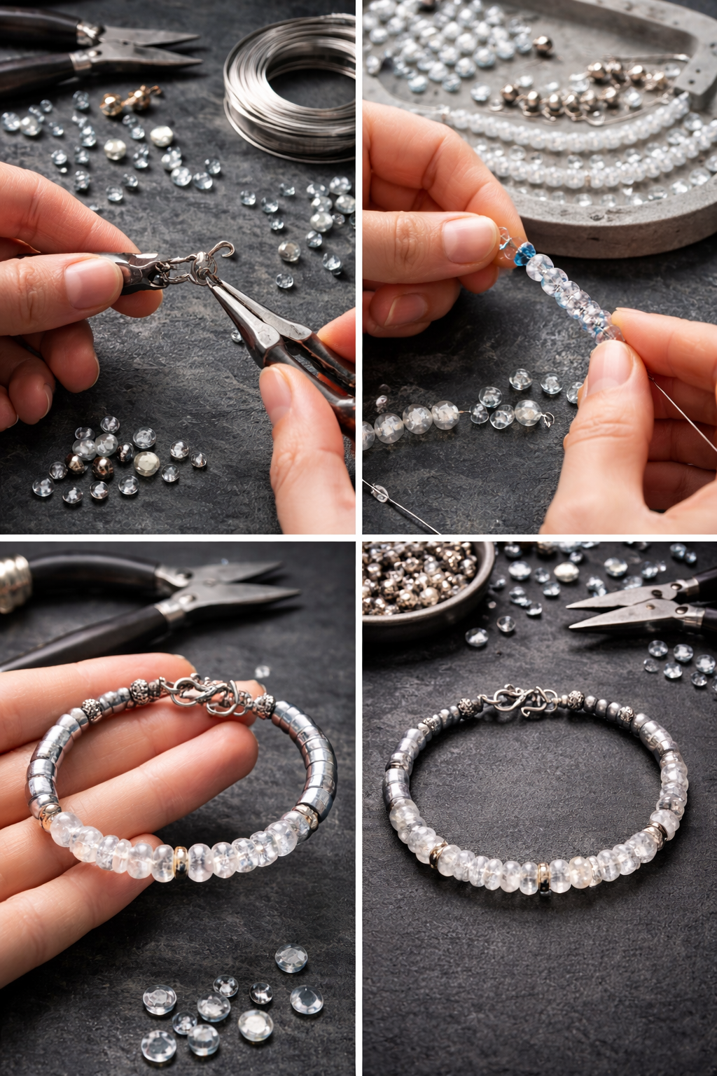 Elegante handgemachte Armbänder aus 925er Sterlingsilber mit Kristallen