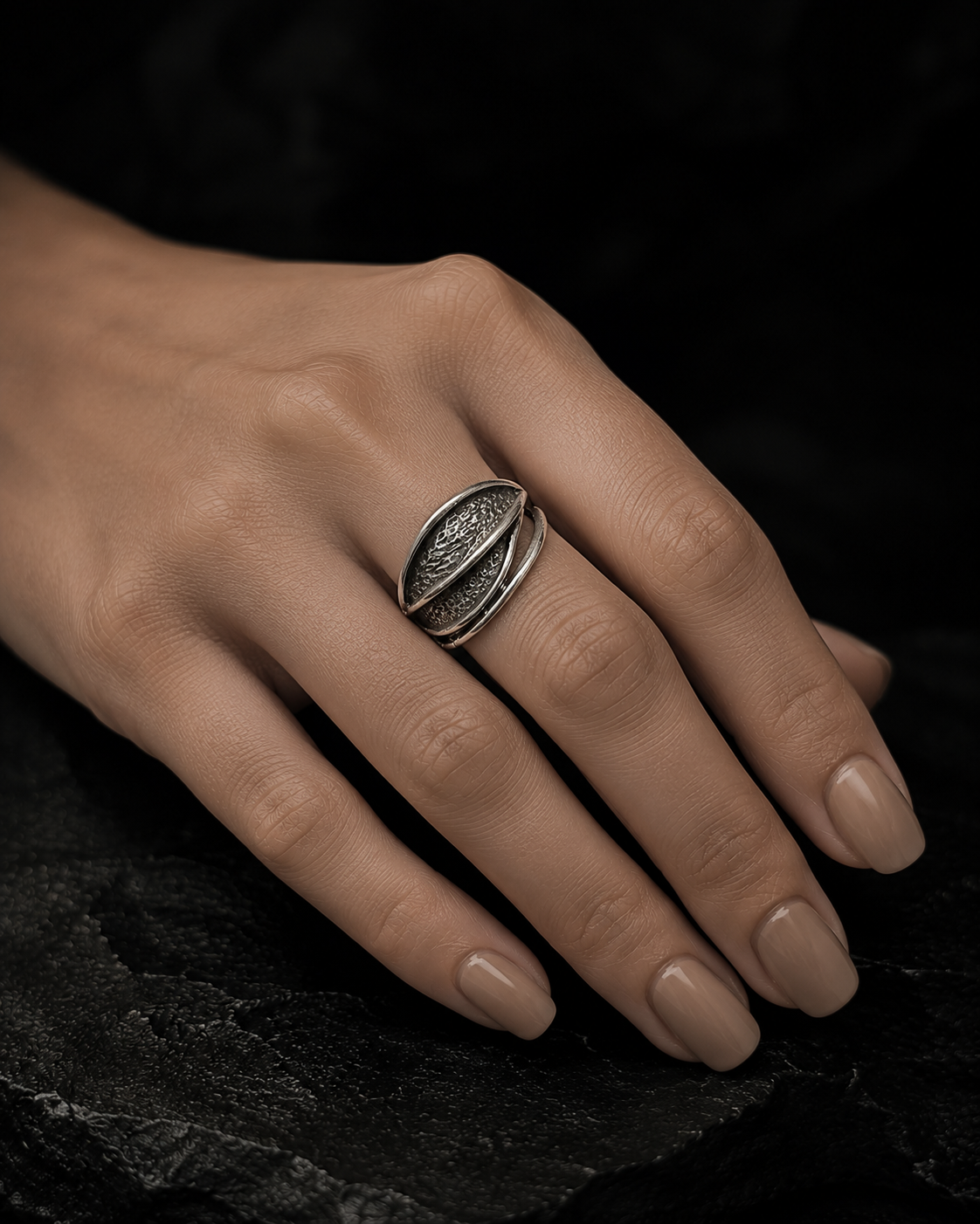 Silver Leaf Ring – Handcrafted Sterling Silver