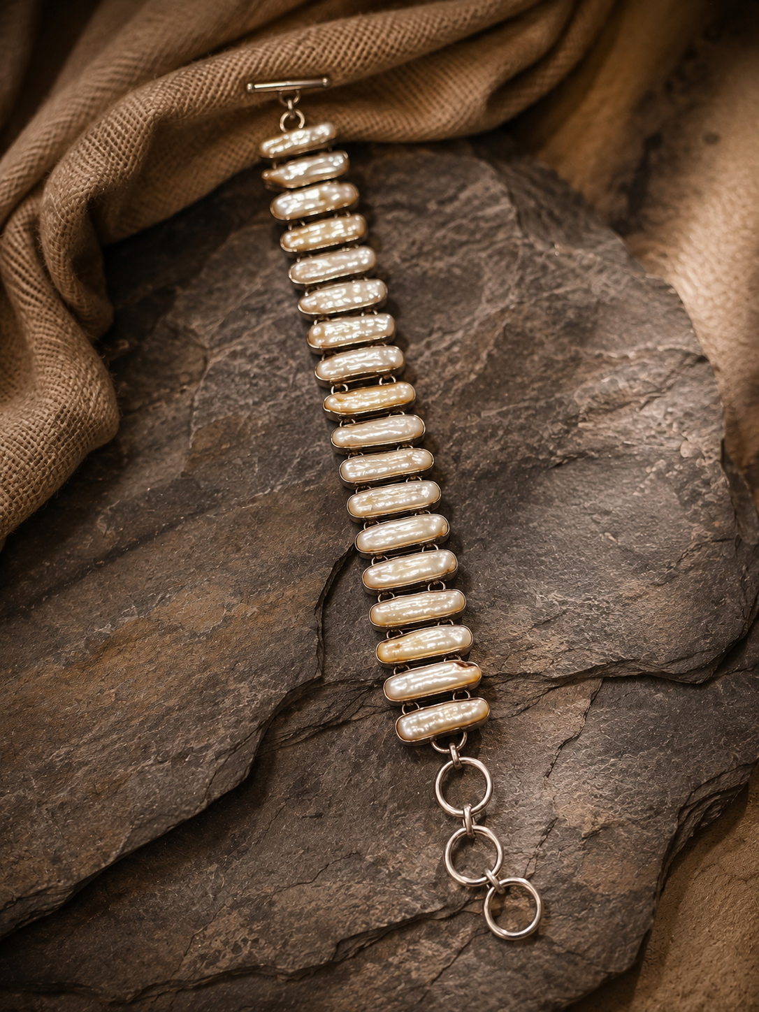 Raw Pearl Silver Bracelet