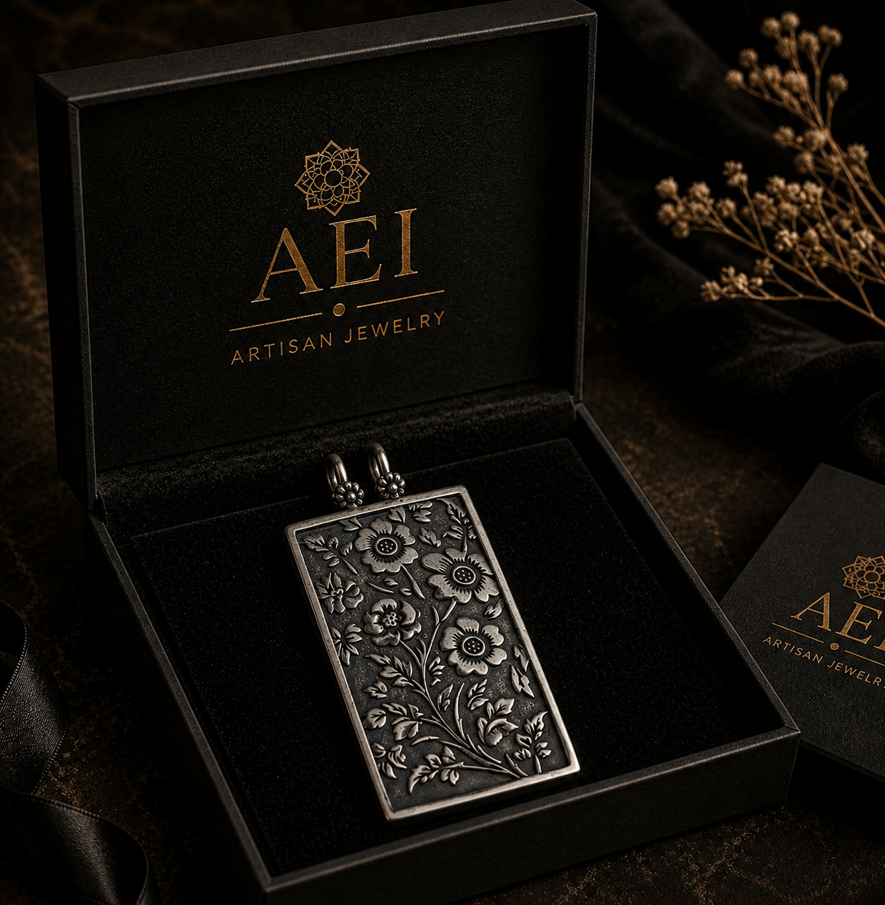 Rose Filigree Pendant – 92.5 Silver