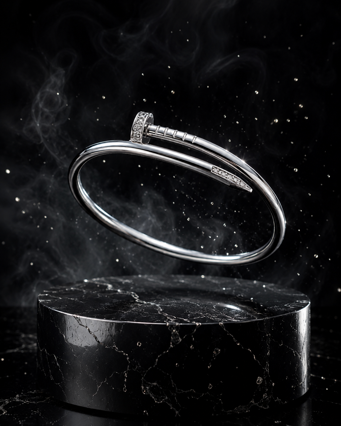 Silver Nail Bangle with Himalayan Crystal Studs