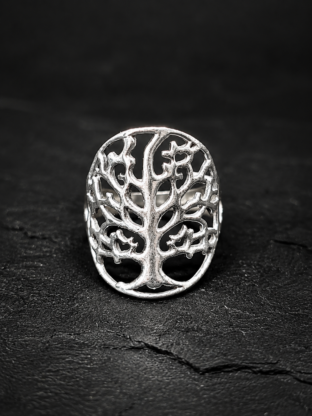 Tree of Life Ring – Silver Hand Carved