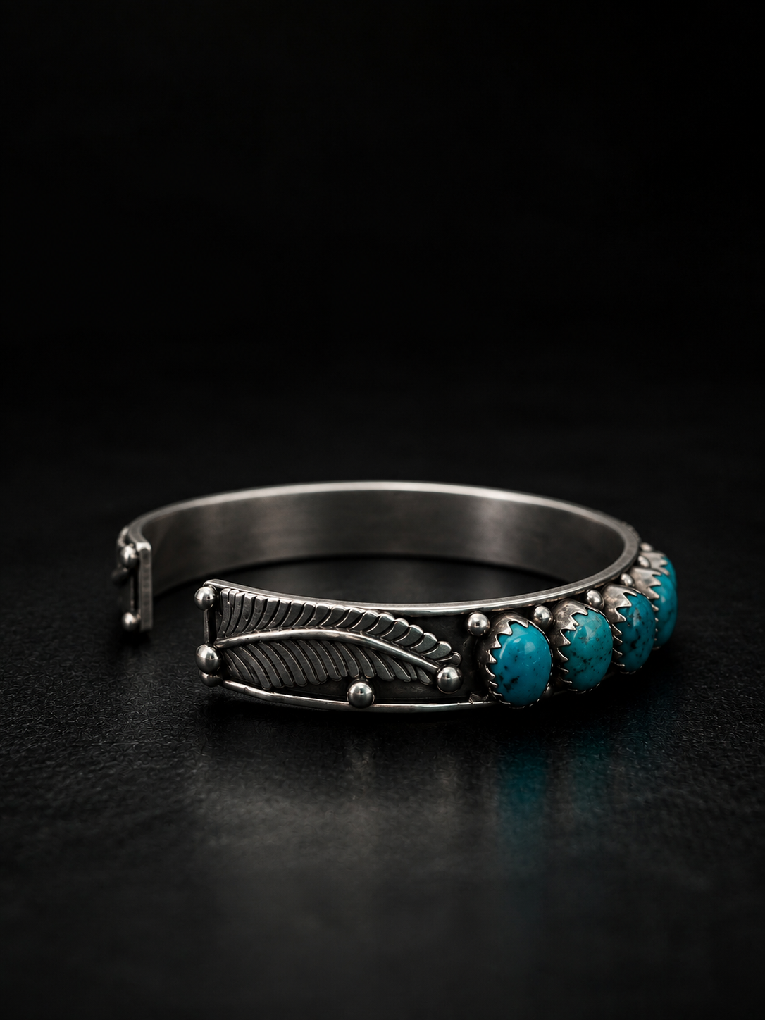 Turquoise Silver Bangle with Multiple Turquoise Stones