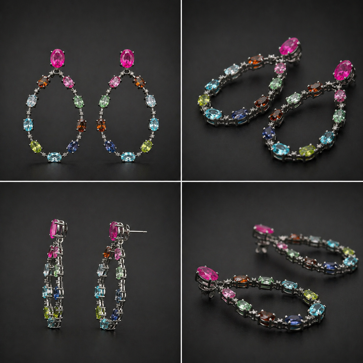 Viktorianische Eleganz: Ohrringe mit Rubin, Diamanten und Saphiren