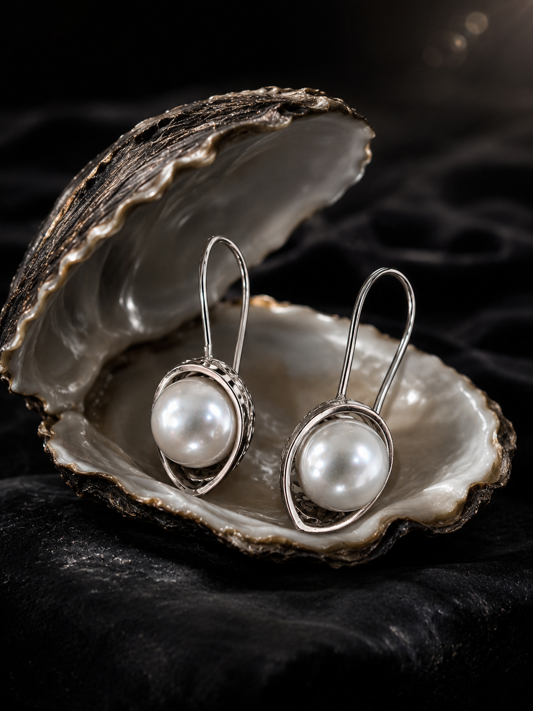 Pearl & Silver Filigree Drop Earrings