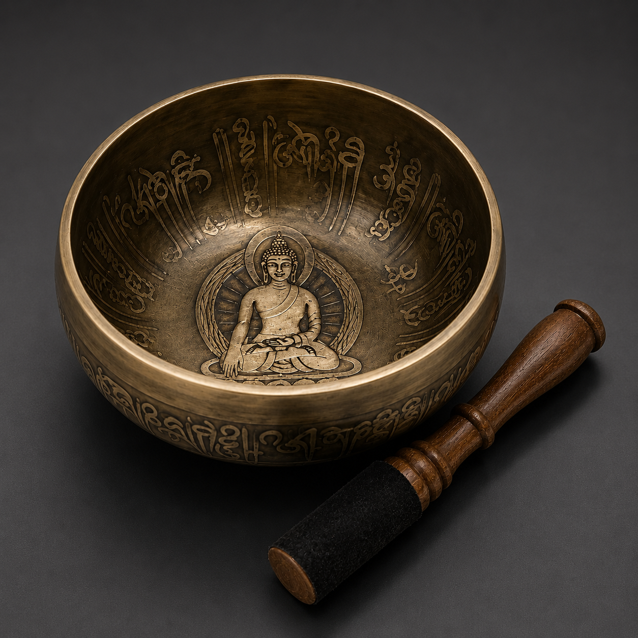 Handmade 5-Inch Buddha Singing Bowl with Om Mani Padme Hum Mantra