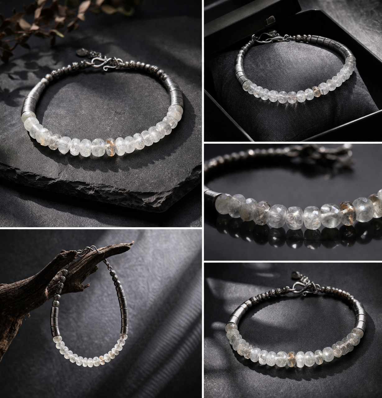 Elegante handgemachte Armbänder aus 925er Sterlingsilber mit Kristallen