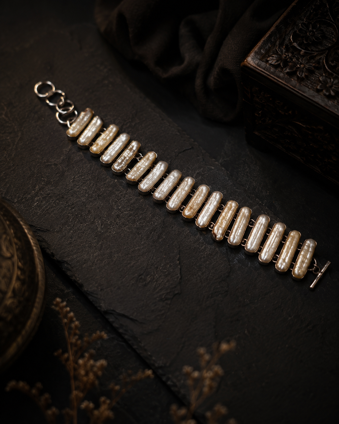 Raw Pearl Silver Bracelet