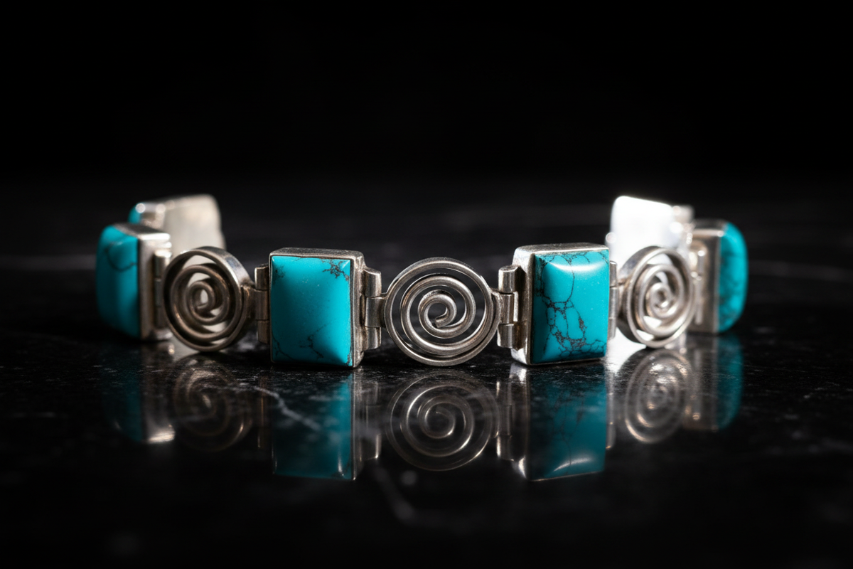 Turquoise Spiral Bracelet - Detail