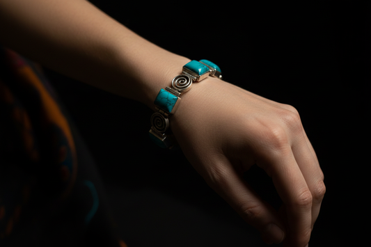 Turquoise Spiral Bracelet - Model View